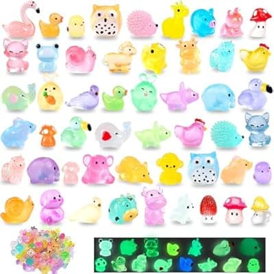 [LOIKMIUP] 120PCS Luminous Mini Animals Glow in The Dark, 43 Style Tiny Resin Animals for Prank Garden Micro Landscape Dollhouse Decor Craft
