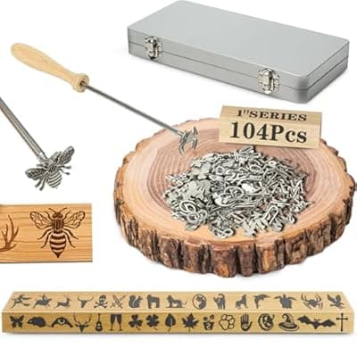 [ZAGEVIVIN] 1 Inch Branding Iron Kit – Wood Burning & Leather Crafting Stamps Set with Animal, Western Symbols, Letters & Numbers for Woodworking Leather Branding BBQ Food Marking (104PCS Assorted Characters Set)