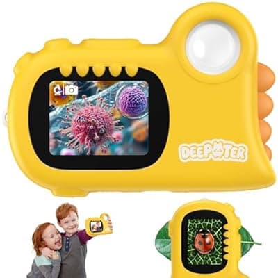 2 in 1 Microscope for Kids & Video Camera, Deepoter 1000X Digital Microscope with 2.0" Screen, Portable Handheld Kids Camera Toys, STEM Educational Science Kit Gifts for 3-12 Age Years Old Boys Girls