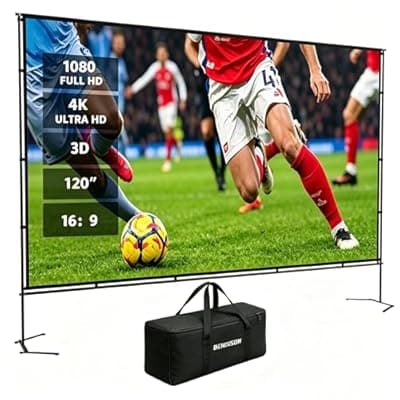 [BENOISON] 120inch Outdoor Projector Screen with Stand: 16:9 4K HD Portable Projector Screen Outdoor Indoor - Projection Screen for Backyard, Camping, Theater