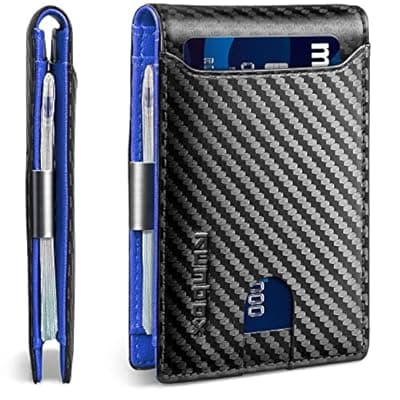 [RUNBOX] RUNBOX Slim Wallets for Men - Leather Money Clip Mens Wallet - RFID Blocking Front Pocket Bifold Wallet - Thin Credit Card Holder with Gift Box
