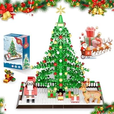 [Lmrbelec] Lmrbelec Christmas Tree Building Blocks, Christmas Decorations Set with Santa Claus & Reindeer, Creative Tabletop Decor Xmas Gifts Toys for Kids Adults Teen Boys & Girls