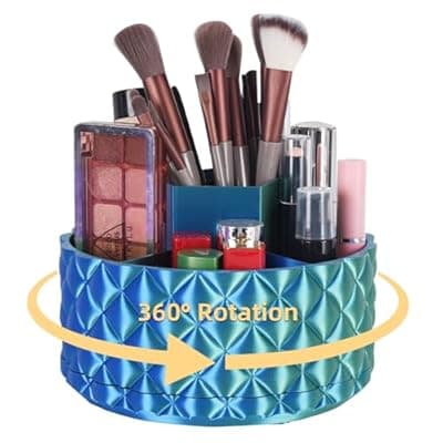 [wjxfwanyy] Rotating Makeup Organizer Gradient Color - Large Makeup Storage Holder with 6 Compartments for Vanity, Bathroom, Desk Decor, Multi-Purpose Cosmetic Organizer & Gift-Ready Perfume Organizer for Women