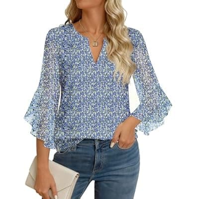 [GKBK] GKBK Womens 3/4 Sleeve Tops Dressy Casual Business Work Blouses Office Shirts