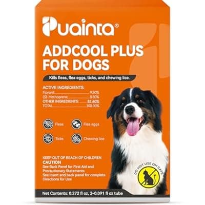 [PUAINTA] PUAINTA Addcool Plus Flea and Tick Prevention for Large Dogs (45-88 lbs), Professional Topical Treatment, 3 Monthly Doses, Fast-Acting Waterproof Dog Flea Drops