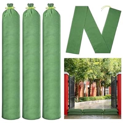 [PokeAir] Sand Bag for Flooding, 4 Pack Canvas Flood Protection Sand Bags Heavy Duty Water Barriers with Elastic Band, Quick-Fit Door and Window Seal, Reusable Emergency Flood Kit for Floor Garage Basement