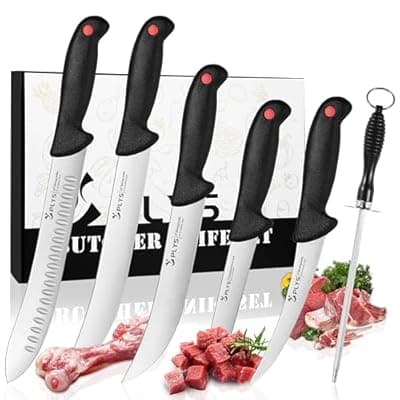 [Plys] Plys Butcher Knife Set 7-PCS: 6 inch Boning Knife for Meat Cutting and Game Processing - 4Cr13Mov Stainless Steel BBQ and Outdoor Activities Skinning Knives