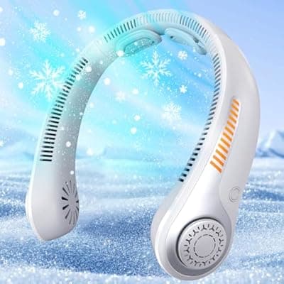 [EYERZ] Portable Neck Fan - Rechargeable Personal Fan with Neck Support, 5-Speed Quiet Lightweight Long Lasting Neck Fan, Battery Operated Full Surround Cooling for Travel, Valentines Day Gifts for Him Her