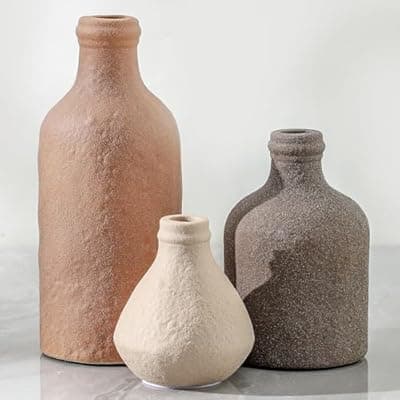 [ooit] Ceramic Vase Set of 3, Vases Home Decor, Decorative Vases for Table, Boho Flower Vase Modern Neutral Vases for Room Decor, Table, Mantel,Entryway Living Room Kitchen Bedroom Bathroom - Brown