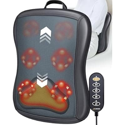 [JZBRAIN] JZBRAIN Shiatsu Back Massager with Heat : Up and Down Rolling Massage - Electric Back Massager for Pain Relief Deep Tissue - Heated Lower Back Massager for Office, Home, Car Use（Black）