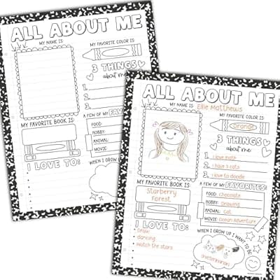 [Hadley Designs] Hadley Designs All About Me Posters Elementary - 20 Star Student Poster, All About Me Posters Preschool & Kindergarten Must Haves, Star of The Week Poster Elementary Classroom Decor, Teacher Supplies