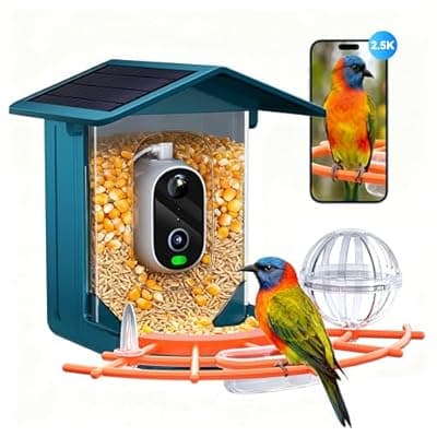 [Outinput] outinput 2.5K Smart Bird Feeder with Camera Solar Powered, AI Bird Species Identification, Squirrel Proof, Real-Time Video Notifications, Weatherproof, Ideal Gift for Family and BirdLovers, Navy Blue