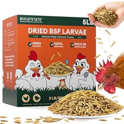 [BUCATSTATE] BUCATSTATE 5LB Dried Black Soldier Fly Larvae | 85x More Calcium Than mealworms | High Protein Non-GMO BSFL Treats for Chickens, Ducks, Wild Birds, Reptiles, Hedgehogs & Pond Fish