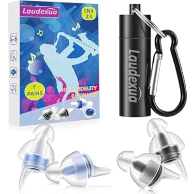 [Laudexua] Laudexua High Fidelity Concert Ear Plugs, 2 Pairs Ear Protection Musician Earplugs for Concerts, Music Festival, Motorcycle, and Other Noise Reduction Events