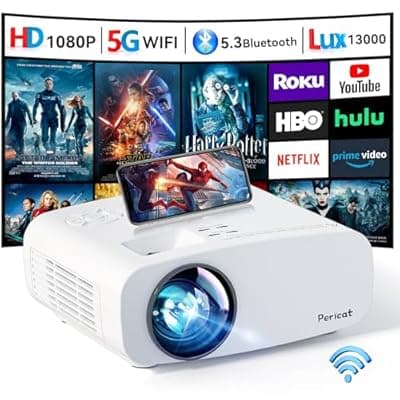[pericat] Projector with WiFi and Bluetooth, Pericat 4K Supported Native 1080P Projector, Portable Movie Outdoor Projector for Home Theater, Mini Projector Compatible with PC, HDMI, USB, TV Stick, PS5