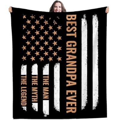 [ownmysty] Funny Fathers Day Birthday Gift for Dad Grandpa, Best Dad Ever Flag Blanket, Daddy Gifts for Birthday from Daughter Son, Soft Throws Blanket for Travel Couch Bed Camping Napping, 60" x 50"