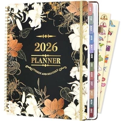 [Whalegend] 2026 Planner Weekly and Monthly Daily Calendar Planners 8.5 x 11, Jan 2026-Dec 2026, Hard Cover Large Yearly Agenda with Stickers & Tabs for Women Work Home- Green Floral