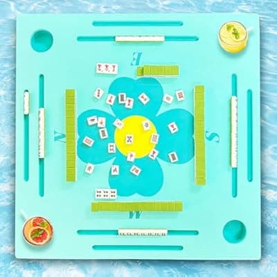 [Abrispl] Abrispl Floating Mahjong Table for Pool, Double-Sided Waterproof Floating Game Board with Cup Holders for Mahjong Card Games Dominoes Poker, Pool Mahjong Tray for Hot Tub Lake Summer Outdoor Party