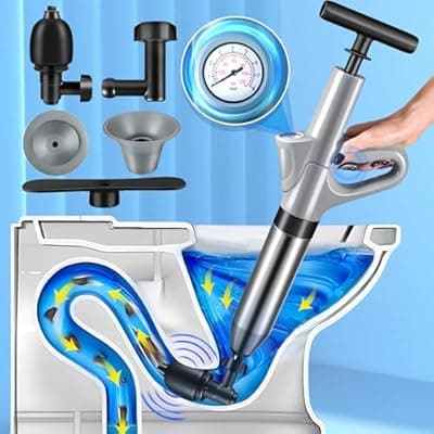[HeaBoom] High Pressure Toilet Plunger, Heavy Duty Toilet Auger Air Drains Blaster, Powerful Air Plunger Sink Plungers with Visual Barometer, Drain Clog Remover for Bathroom Floor Drain Clogged Kitchen Pipe