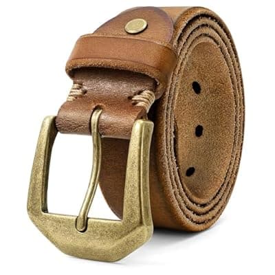 [OZNDAS] OZNDAS Genuine Leather Belt for Men Women Handmade Heavy-Duty Work Belt Leather Men's Belts | Jeans/Casual/Christmas Gifts