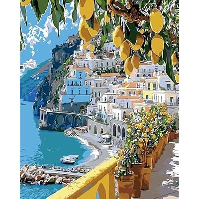 [Ekuxom] Ekuxom Paint by Numbers Kit for Adults - DIY Acrylic Watercolor Oil Landscape Paint by Numbers Kits-Acrylic Paints Art for Home Decor Gift 16x20 Inch