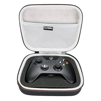 [L LTGEM] LTGEM Case Compatible with Xbox Core/PlayStation DualSense™/PowerA/GameSir G7 SE/Xbox Microsoft Elite Series 2 Core PS5 Gaming Controller, Hard Travel Carrying Storage Bag - Black+Gray(Case Only)