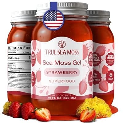 [TrueSeaMoss] TrueSeaMoss Sea Moss Gel – Made in USA – Wildcrafted Seamoss, Fruits & Jarred Vegetables – Strawberry, Pack of 1 (Labels may Vary)