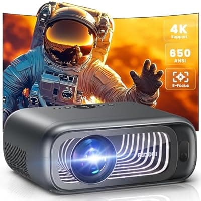 [Generic] [Electric Focus/Auto Keystone] Projector with WiFi and Bluetooth, 650ANSI Native 1080P Outdoor Movie Projector 4K Supported, Max 300'' Display Zoom for iOS/Android/TV Stick/HDMI/USB