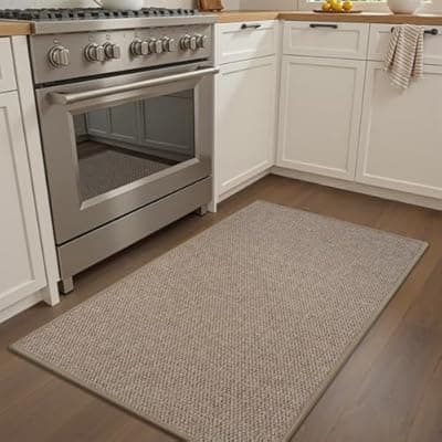 [RESARE] RESARE Kitchen Mats, Non Slip Kitchen Mats for Floor, Absorbent Quick Dry Washable Kitchen Rugs in Front of Sink, Hallway, Laundry, Kitchen Floor Mat(Beige, 17"x 30")