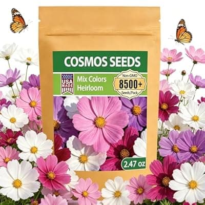 [LUOJIBIE] LUOJIBIE Cosmos Seeds, 8500+ Mixed Colors Cosmos Seeds for 2026, High Germination Non-GMO Cosmos Flower Seeds for Planting, Wildflower Seeds for Planting Indoor Outdoor, Open Pollinated