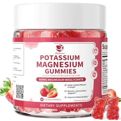 [Lukaree] (2 Pack) Magnesium Potassium Supplement Gummies - New Formula Calm Magnesium Bisglycinate Gummies & Plant Potassium Plus Chia Seeds, B6, D3, K2 & Calcium for Sleep, Leg Cramps & Muscle -Vegan,60 Count