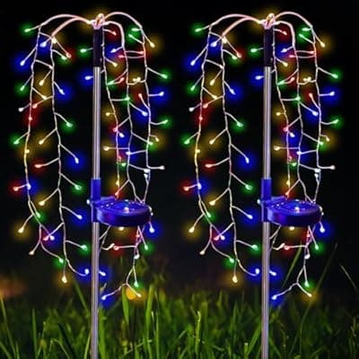 [liboyixi] liboyixi Solar Garden Christmas Lights, 1Pack Solar Willow Tree Lights, 200LEDs Solar Fairy Pathway String Lights 8 Modes Waterproof Copper Wire for Home Yard Christmas Decoration