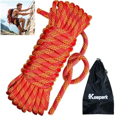 [Keepark] Keepark 10.5mm 1/2 Inch Static Climbing Rope - 32FT to 150FT - 9000lbs Arborist Tree Rope, Heavy Duty Rappelling Rope for Adults & Kids Rock Climbing, Fire Rescue, Escape, Caving, Sailing & Swing