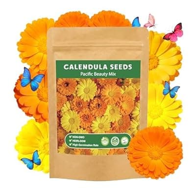 [LUOJIBIE] LUOJIBIE Calendula Seeds, Calendula Seeds for Planting Outdoor & Indoor, 4,000+ Pacific Beauty Mix Annual Flower Seeds Bulk, Non-GMO Flower Seeds, Large Blooms, Easy to Grow