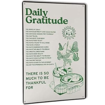 [Carastora] Carastora Vintage Metal Tin Sign Funny Sarcastic Party Wall Art Decor Signs Room Decor Metal Tin Sign - Aesthetic Daily Gratitude Inspirational Wall Decor for Green Boho Home and Office, 8X12 Inch