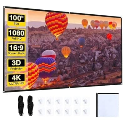 [ACSTAB] Projector Screen - 100 inch Projector Screen 16:9 4K HD Foldable Portable Projector Movies Screen for Home Theater Outdoor Indoor Projection Screen,Support Double Sided Projection,Enioy Movie Nights