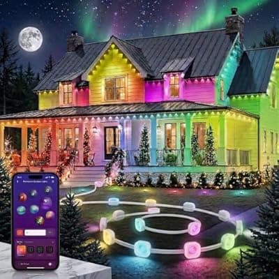 [YEELIGHT] YEELIGHT Permanent Outdoor Lights, 150FT RGB LED String Lights with 16 Million Colors and Music Sync, Outside Lights for House with App Control, Waterproof Outside Eaves Lighting Decor for Parties