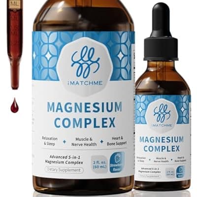 [iMATCHME] iMATCHME Liquid Magnesium Complex - High Absorption Magnesium Glycinate, Citrate & Malate Drops with L-Theanine & B12 - Supports Calm Mood, Restful Sleep & Health Muscle Function - Strawberry, 2 Fl Oz