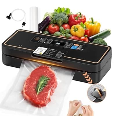 [UPRUBE] UPRUBE Vacuum Sealer for Food, 95kPa Food Saver Vacuum Sealer Machine, 135W Fast-Sealing with Easy Tear Cutter, Built-in Bag Storage, 9-in-1 Compact Food Vacuum Sealer Machine with 10 ft Bag Roll