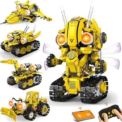 [Ivrmtal] Ivrmtal Robot Building Toys for Kids, 5-in-1 Remote & APP Controlled STEM Building Set for Boys Age 8-12 Technic Coding Robotic Kit Led-Lights Easter Gift for Kids Age 8 9 10 11 12 13 14+ (673pcs)