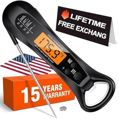 [NIUTA] Therm Pro® Chef Meat Thermometer Digital, 1 Sec Instant Read, NIST® Certified Accurate to ±0.5℉, Ultra Bright LED Screen, 100% Waterproof, Auto-Rotate, for BBQ, Turkey, Candy, Liquids Christmas Gift