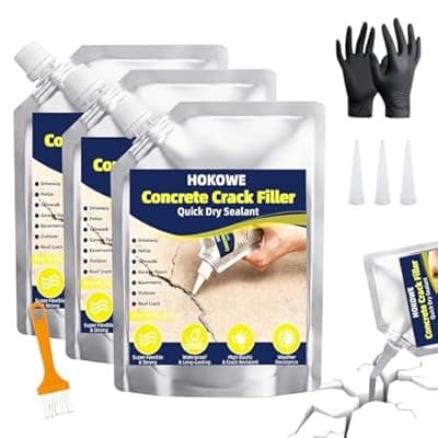 [HOKOWE] Concrete Crack Filler 3-Pack, Gray Self-Leveling Cement Crack Filler, Waterproof Quick-Dry Sealant for Driveway, Foundation, Patio, Walkway & Outdoor Concrete Repair