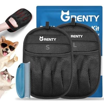 [GRENTY] GRENTY 2 PCS Pet Hair Removal Glove for Dogs & Cats, Upgraded Five-Finger Electrostatic Pet Hair Remover, Pet Hair Removal Tool for Clothing, Carpets, Sofa Gaps, and Car Seat