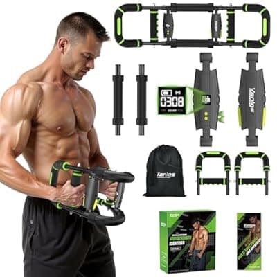 [Vanlgs] Twister Arm Trainer for Men, Chest Workout Equipment 5-Level Adjustable (40-130lb) with Ergonomic 27° Targets Biceps/Clip/Thigh, Portable Exerciser for Home Gym Travel Fitness