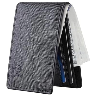 [Gostwo] Gostwo Mens Wallet RFID Blocking Slim Minimalist Bifold Wallet with ID Window & Business Card Holder, Thin Front Pocket Design, Stylish Wallet for Men, Teen, Boyfriend, Husband