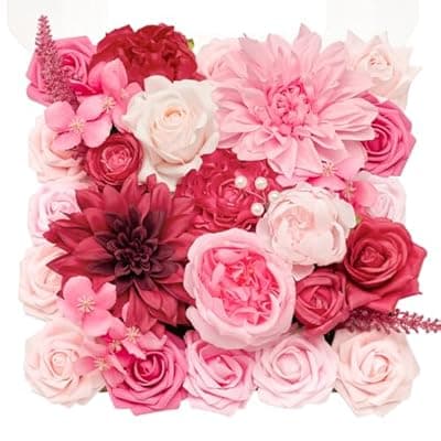 [TINGE TIME] TINGE TIME Artificial Flowers Deep Hot Pink Flower Combo for DIY Wedding Bouquets Table Centerpieces Arrangements Party Baby Shower Home Decoration Valentine's Day