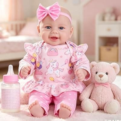 [Milidool] Milidool Baby Doll Girl, 17 inch Realistic Soft Body Reborn Baby Doll Real Life Cute Baby with Accessories for 3+ Year Old Gifts
