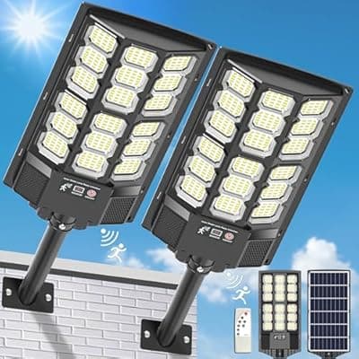 [Mutois] Mutois Solar Lights Outdoor, IP66 Waterproof Dusk to Dawn Bright Solar Street Lights, Flood Light with Motion Sensor and Remote Control, Solar Powered Security Light for Yard Fence Patio 2-Pack