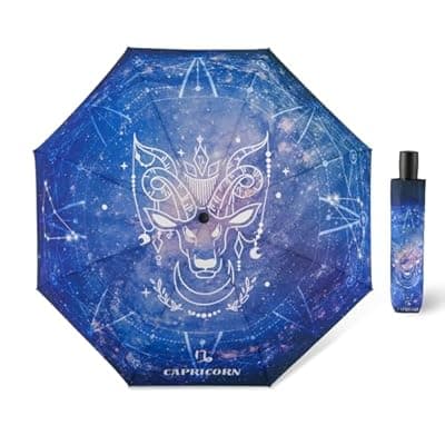 [Natuquebrela] Natuquebrela Automatic Compact Umbrella Constellations - Folding Windproof Rain Umbrellas Travel Lightweight Sturdy Unique Portable Umbrella for Women Girls