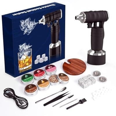 [WEICHA] Electric Cocktail Smoker Kit - Rechargeable Whiskey Smoker Kit with Smoking Gun, Old-Fashioned Bourbon Smoker, Cold Smoker, Food Smoke Gun, Smoked Drink infuser, 6 Wood Chips,Butane Not required,Black